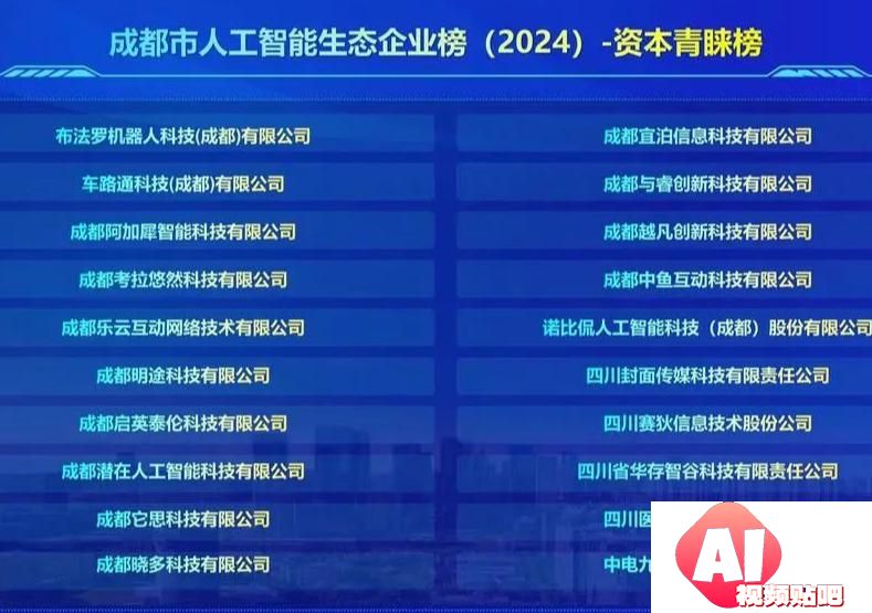 成都“人工智能”榜单发布！ 龙泉驿“一园区两企业”上榜
