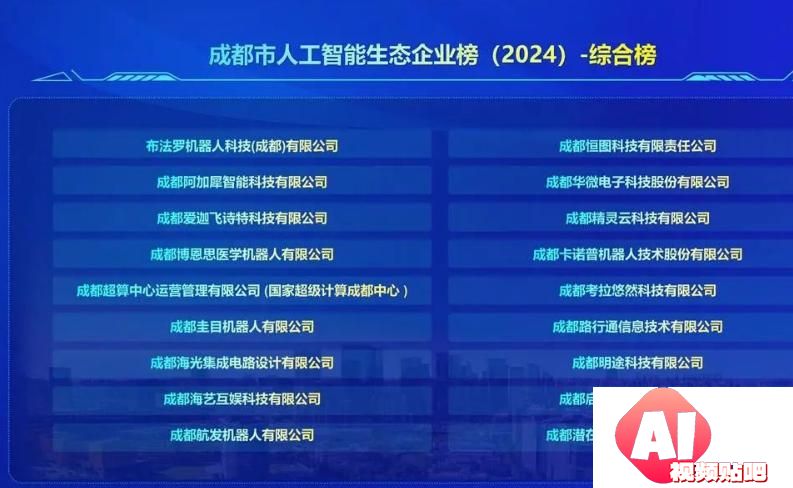 成都“人工智能”榜单发布！ 龙泉驿“一园区两企业”上榜