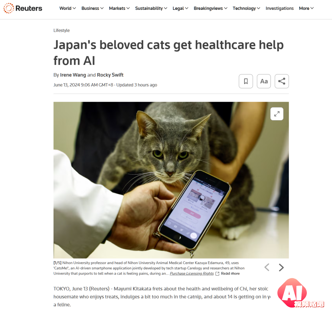 养猫必备！Carelogy推出AI应用，帮助主人了解疼痛信号